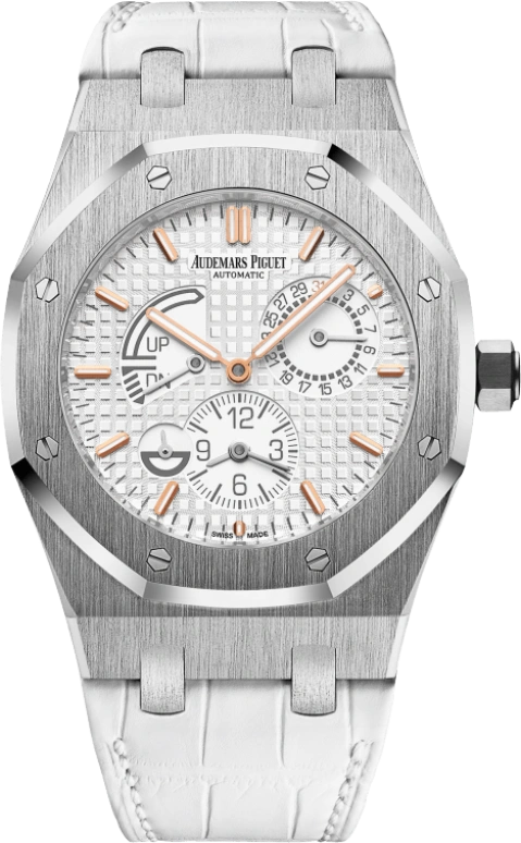 Audemars Piguet,Royal Oak 39mm,39mm,Stainless Steel,White,Silver,Automatic,Day,Power Reserve Indicator,Dule Time,Day / Night Indication,38hours,In-house Caliber,26124ST,26124ST.OO.D011CR.01