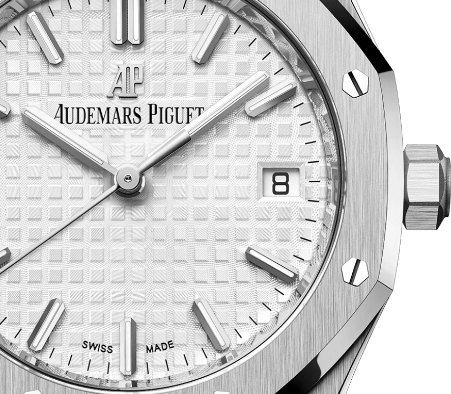 Audemars Piguet,Royal Oak 34mm,34mm,Stainless Steel,Silver,White,Automatic,Day,50hours,77350ST,77350ST.OO.1261ST.01