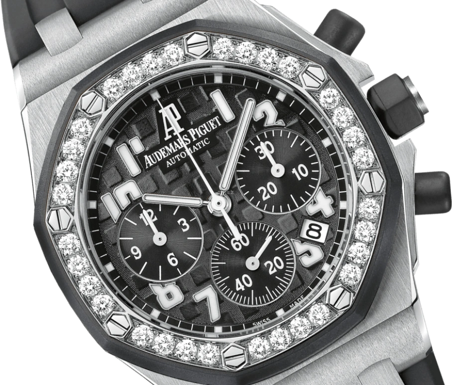 Audemars Piguet,Royal Oak Offshore 37mm,37mm,Rubber,Stainless Steel,Black,Automatic,Chronograph,Day,26048SK,26048SK.ZZ.D002CA.01