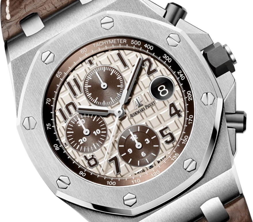 Audemars Piguet,Royal Oak Offshore 42mm,42mm,Ceramic,Stainless Steel,Beige,Automatic,Chronograph,Day,26470ST,26470ST.OO.A801CR.01