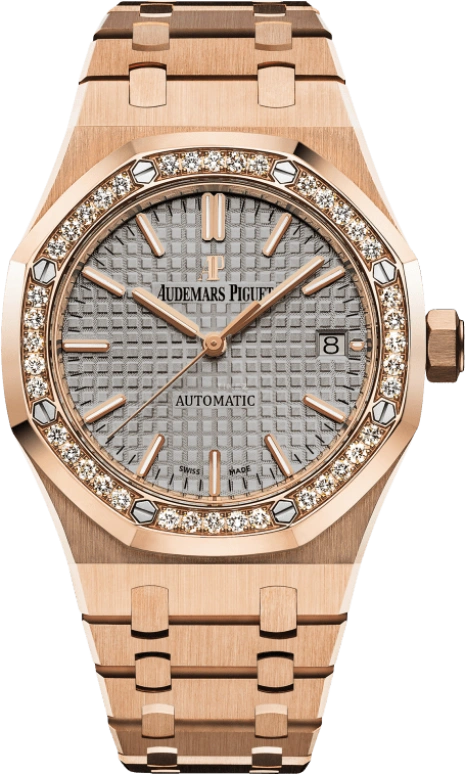 Audemars Piguet,Royal Oak 37mm,37mm,Pink Gold,Grey,Automatic,Day,60hours,15451OR,15451OR.ZZ.1256OR.02