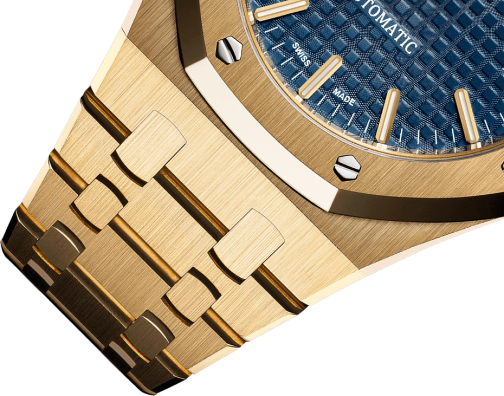 Audemars Piguet,Royal Oak 37mm,37mm,Yellow Gold,Blue,Automatic,Day,60hours,15450BA,15450BA.OO.1256BA.02