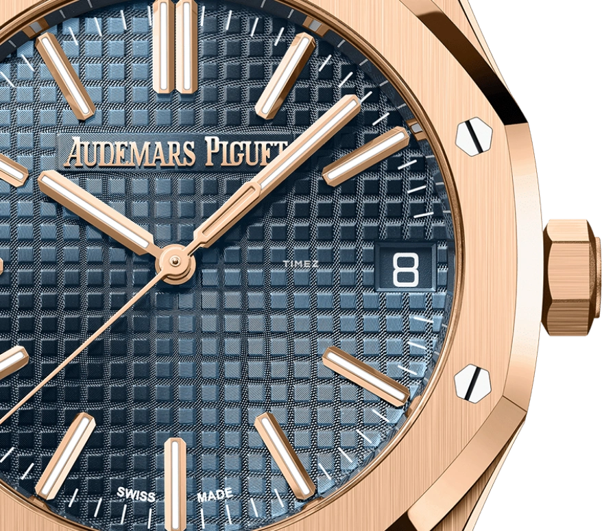 Audemars Piguet,Royal Oak 41mm,41mm,Rose Gold,Blue,Automatic,Day,60hours,15510OR,15510OR.OO.1320OR.03