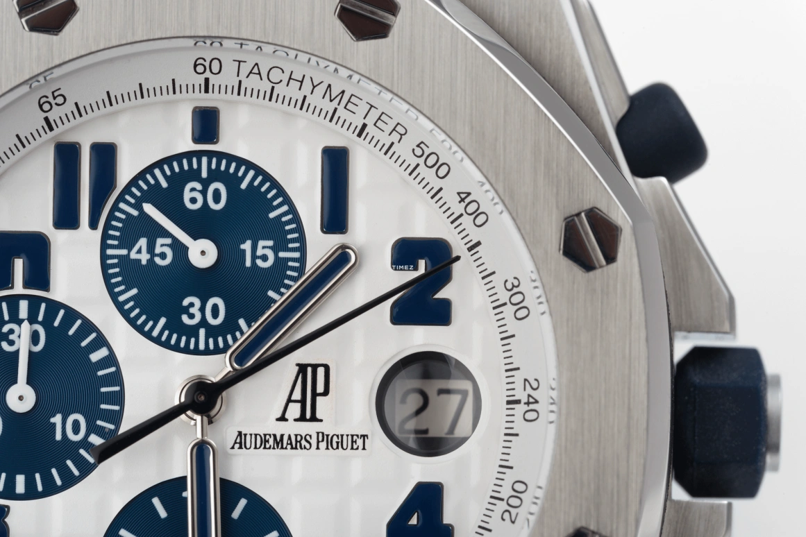 Audemars Piguet,Royal Oak Offshore 42mm,42mm,Stainless Steel,Silver White,White,Silver,Automatic,Chronograph,Day,26020ST,26020ST.OO.D020IN.01