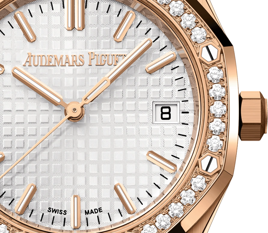 Audemars Piguet,Royal Oak 34mm,34mm,Rose Gold,Silver,White,Automatic,Day,50hours,77451OR,77451OR.ZZ.1361OR.01