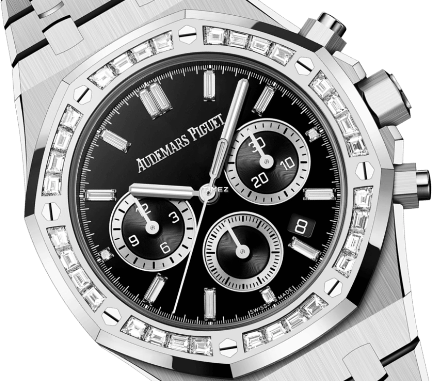 Audemars Piguet,Royal Oak 38mm,38mm,White Gold,Black,Automatic,Chronograph,Day,26715BC,26715BC.ZZ.1356BC.02