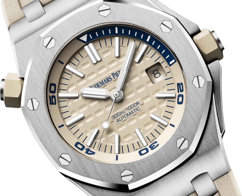 Audemars Piguet,Royal Oak Offshore 42mm,42mm,Stainless Steel,Beige,Automatic,Day,60hours,15710ST,15710ST.OO.A085CA.01