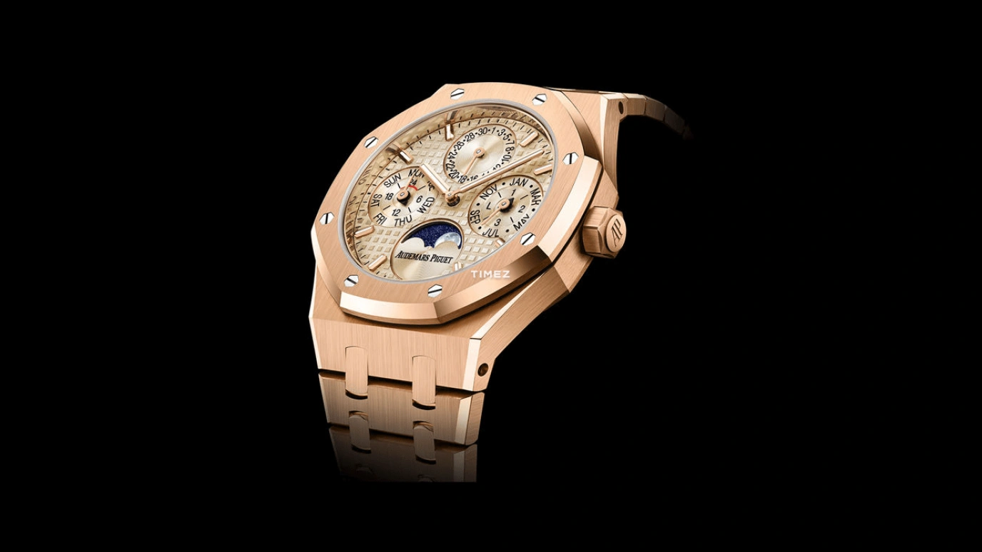 Audemars Piguet,Royal Oak 38mm,38mm,Rose Gold,Beige,Automatic,Moonphase,Perpetual Calendar,Leap Year,Month,55hours,In-house Caliber,26684OR,26684OR.OO.1356OR.01