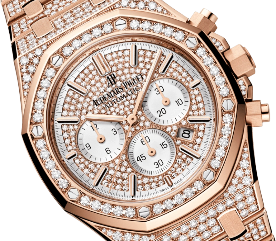 Audemars Piguet,Royal Oak 41mm,41mm,Pink Gold,Rose,Silver,Automatic,Chronograph,Day,26322OR,26322OR.ZZ.1222OR.01