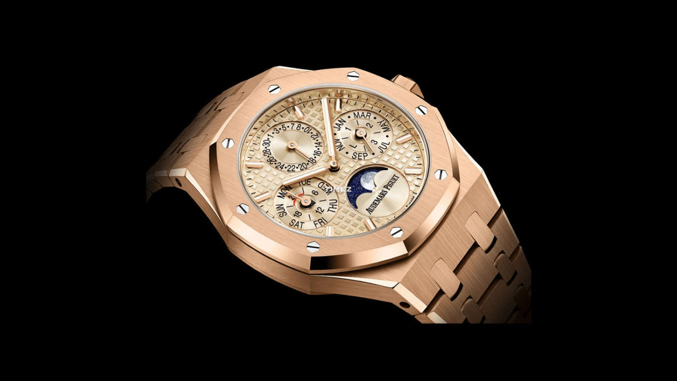 Audemars Piguet,Royal Oak 38mm,38mm,Rose Gold,Beige,Automatic,Moonphase,Perpetual Calendar,Leap Year,Month,55hours,In-house Caliber,26684OR,26684OR.OO.1356OR.01