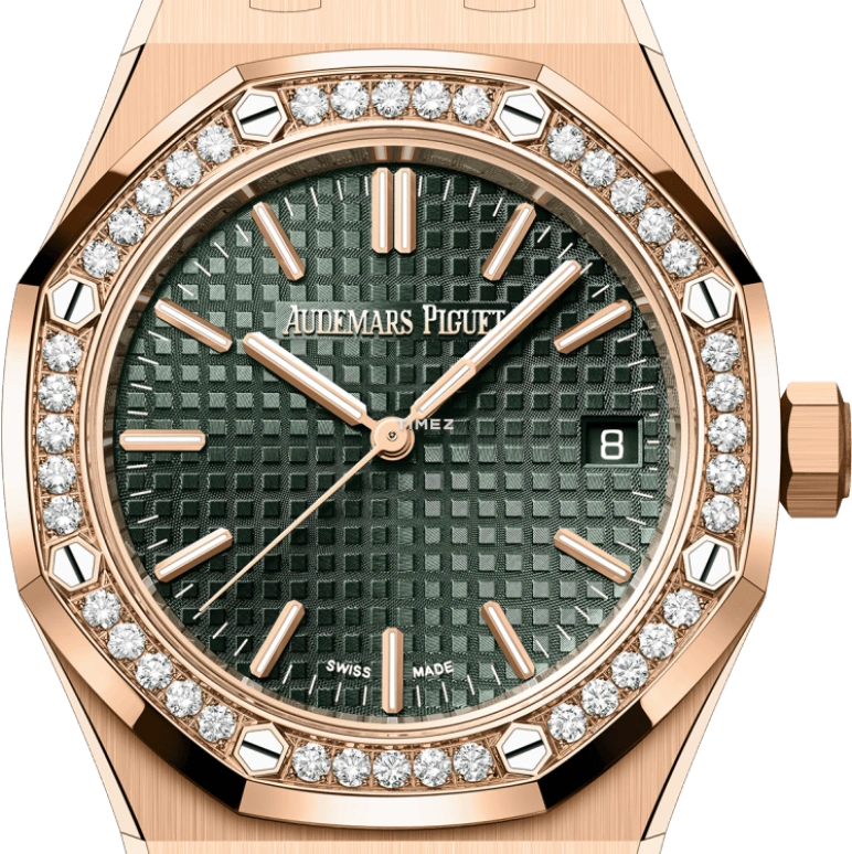 Audemars Piguet,Royal Oak 37mm,37mm,Rose Gold,Green,Automatic,Day,60hours,15551OR,15551OR.ZZ.1356OR.06