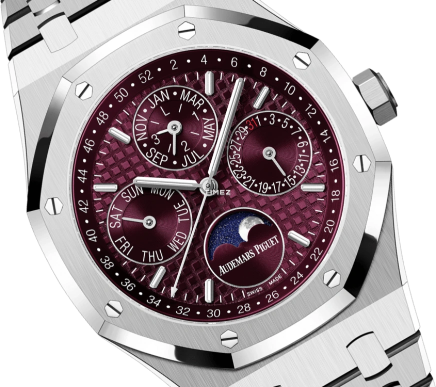 Audemars Piguet,Royal Oak 41mm,41mm,White Gold,Purple,Automatic,Moonphase,Perpetual Calendar,Leap Year,Month,40hours,In-house Caliber,Dani Olmo,26574BC,26574BC.OO.1220BC.01