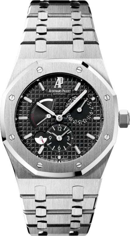Audemars Piguet,Royal Oak 39mm,39mm,Stainless Steel,Black,Automatic,Day,Power Reserve Indicator,Dule Time,Day / Night Indication,38hours,In-house Caliber,26120ST,26120ST.OO.1220ST.03