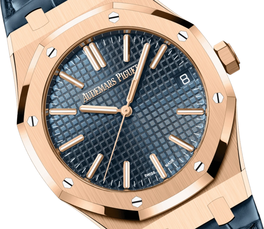 Audemars Piguet,Royal Oak 41mm,41mm,Rose Gold,Blue,Automatic,Day,70hours,15510OR,15510OR.OO.D315CR.01 50th