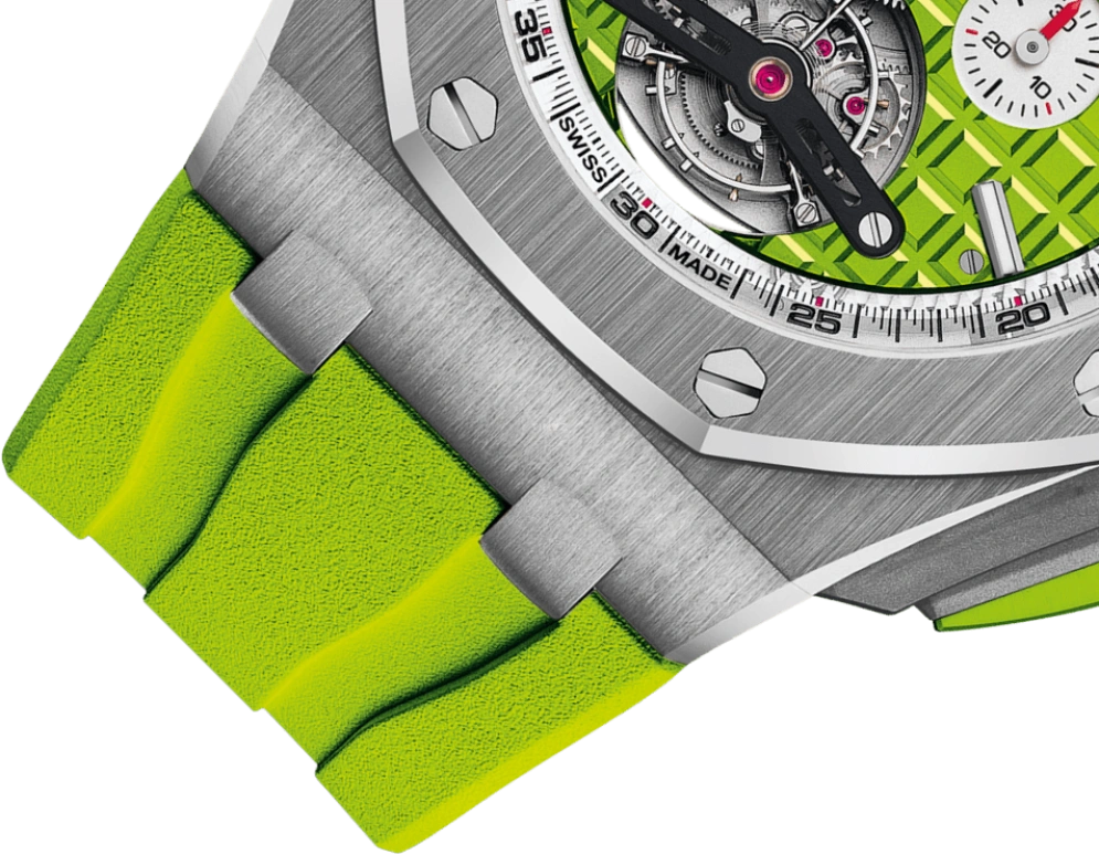 Audemars Piguet,Royal Oak Offshore 44mm,44mm,Stainless Steel,Green,Automatic,Chronograph,Tourbillon,26540ST,26540ST.OO.A038CA.01