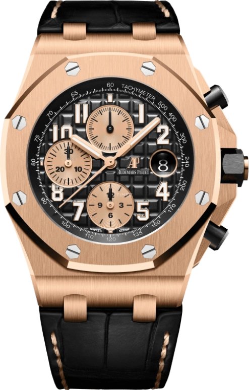 Audemars Piguet,Royal Oak Offshore 42mm,42mm,Pink Gold,Ceramic,Black,Automatic,Chronograph,Day,26470OR,26470OR.OO.A002CR.02