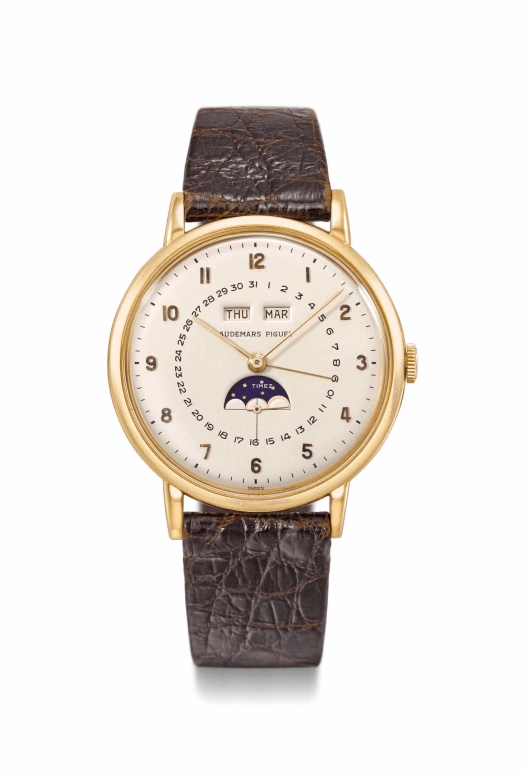 Audemars Piguet,Other 37mm,37mm,Yellow Gold,White,Handwound,Moonphase,Month,Date,Day,In-house Caliber,Sapphire,5504BA