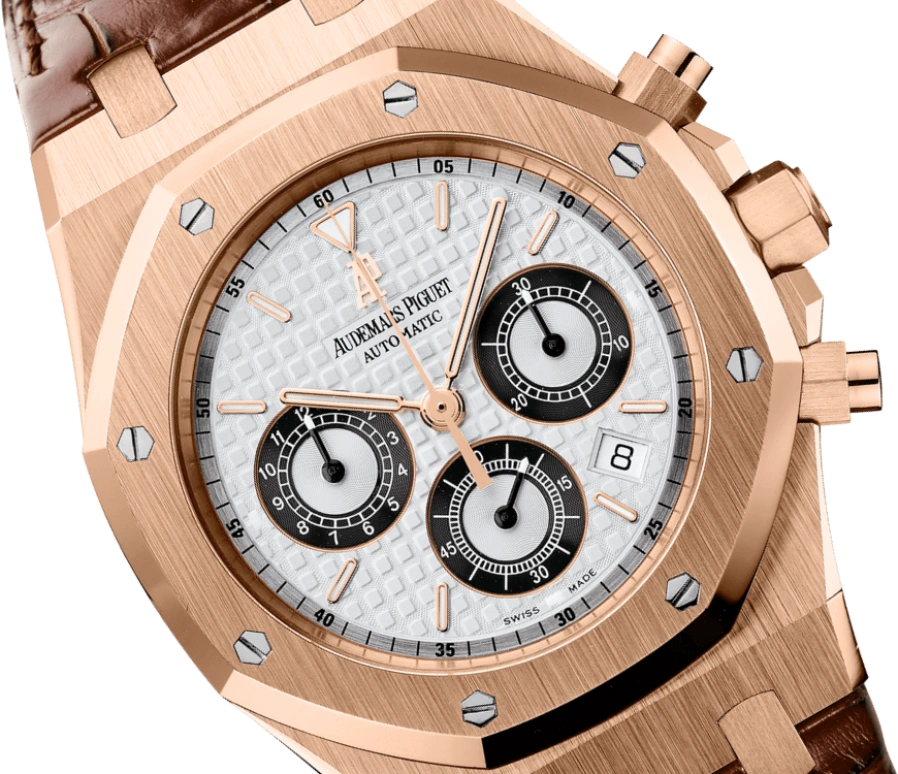 Audemars Piguet,Royal Oak 39mm,39mm,Pink Gold,Silver,White,Black,Automatic,Chronograph,Day,26022OR,26022OR.OO.D098CR.01