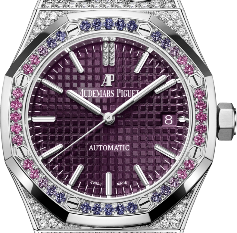 Audemars Piguet,Royal Oak 37mm,37mm,White Gold,Purple,Automatic,Day,60hours,15452BC,15452BC.ZY.D600CR.01