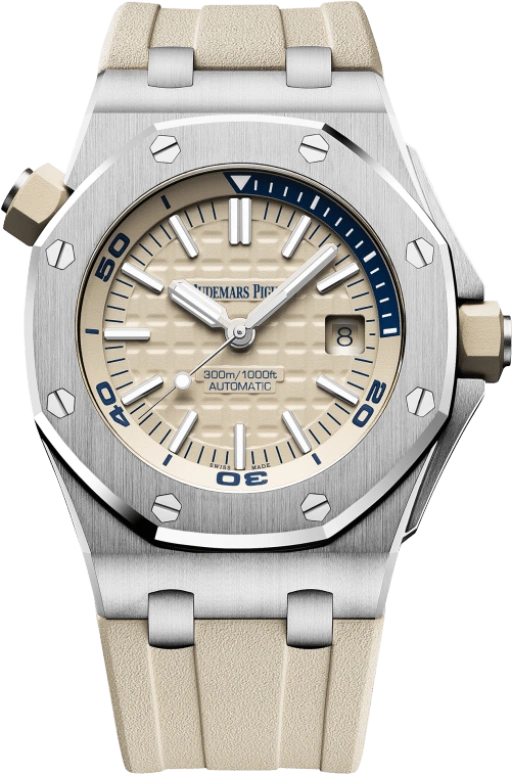 Audemars Piguet,Royal Oak Offshore 42mm,42mm,Stainless Steel,Beige,Automatic,Day,60hours,15710ST,15710ST.OO.A085CA.01