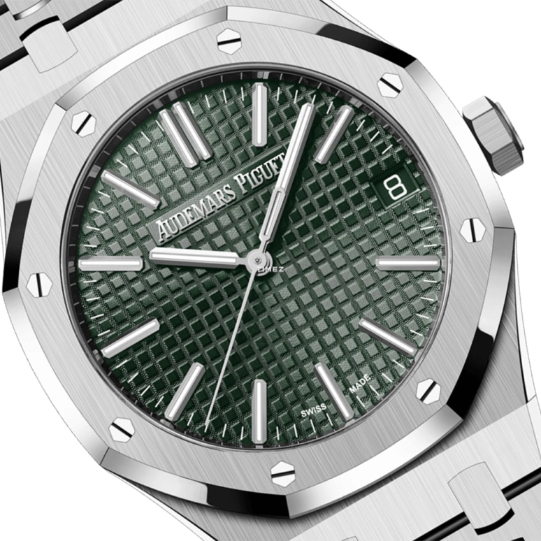 Audemars Piguet,Royal Oak 41mm,41mm,Stainless Steel,Green,Automatic,Day,70hours,15510ST,15510ST.OO.1320ST.09