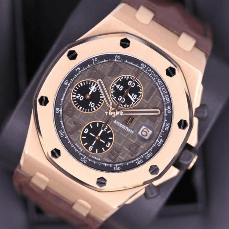 Audemars Piguet,Royal Oak Offshore 42mm,42mm,Rose Gold,Brown,Automatic,Chronograph,Day,26192OR,26192OR.D0801CR.01