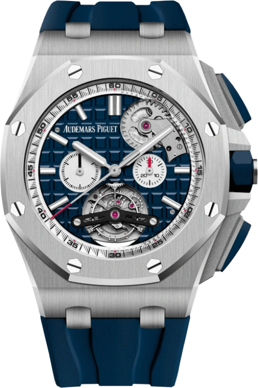 Audemars Piguet,Royal Oak Offshore 44mm,44mm,Stainless Steel,Blue,Automatic,Chronograph,Tourbillon,26540ST,26540ST.OO.A027CA.01