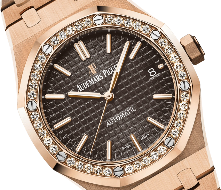 Audemars Piguet,Royal Oak 37mm,37mm,Rose Gold,Coffee,Brown,Automatic,Day,60hours,15451OR,15451OR.ZZ.1256OR.04
