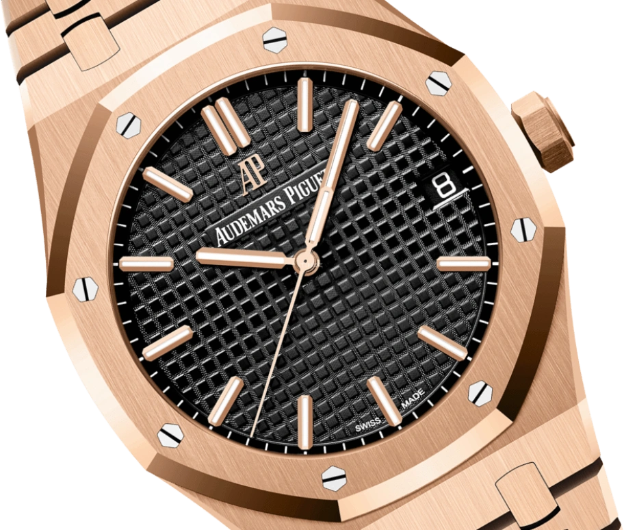 Audemars Piguet,Royal Oak 41mm,41mm,Pink Gold,Black,Automatic,Day,70hours,15500OR,15500OR.OO.1220OR.01