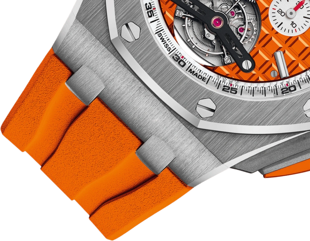 Audemars Piguet,Royal Oak Offshore 44mm,44mm,Stainless Steel,Orange,Automatic,Chronograph,Tourbillon,26540ST,26540ST.OO.A070CA.01