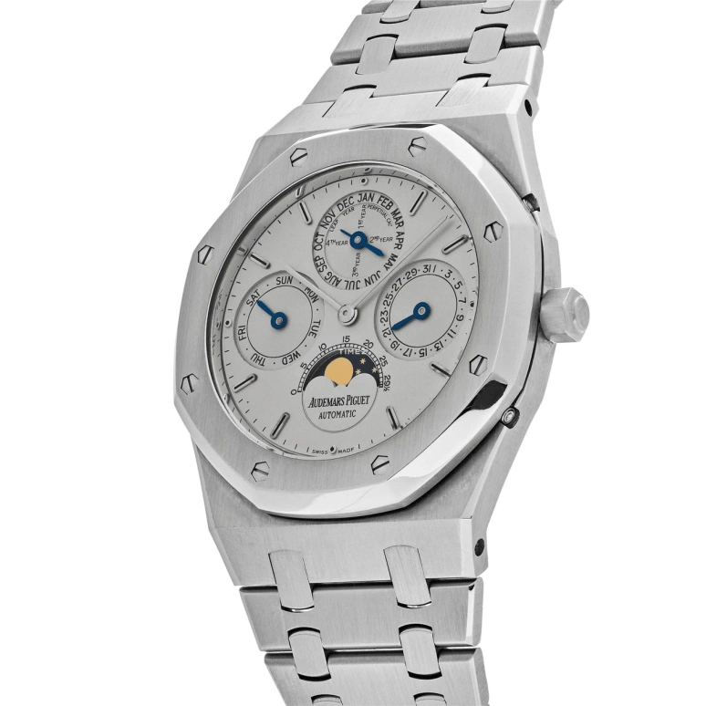 Audemars Piguet,Royal Oak 39mm,39mm,Stainless Steel,Silver,Automatic,Moonphase,Perpetual Calendar,Leap Year,Month,40hours,In-house Caliber,25820ST,25820ST.O.0944ST.01