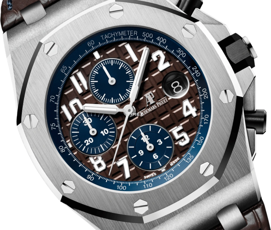 Audemars Piguet,Royal Oak Offshore 42mm,42mm,Stainless Steel,Blue,Chocolate,Automatic,Chronograph,Day,26470ST,26470ST.OO.A099CR.01.A