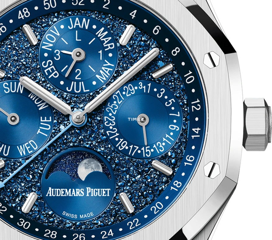 Audemars Piguet,Royal Oak 41mm,41mm,White Gold,Blue,Automatic,Moonphase,Perpetual Calendar,Leap Year,Month,40hours,In-house Caliber,John Mayer,Ed Sheeran,Luke Combs,26574BC,26574BC.OO.1220BC.02