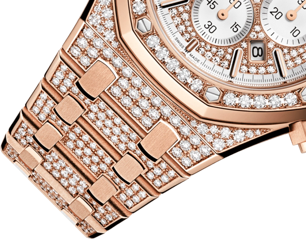 Audemars Piguet,Royal Oak 41mm,41mm,Pink Gold,Rose,Silver,Automatic,Chronograph,Day,26322OR,26322OR.ZZ.1222OR.01