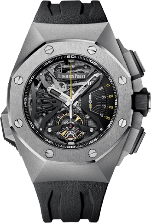 Audemars Piguet,Royal Oak Concept 44mm,44mm,Titanium,Ceramic,Skeleton,Black,Handwound,Chronograph,Tourbillon,Minute Repeater,26577TI,26577TI.OO.D002CA.01