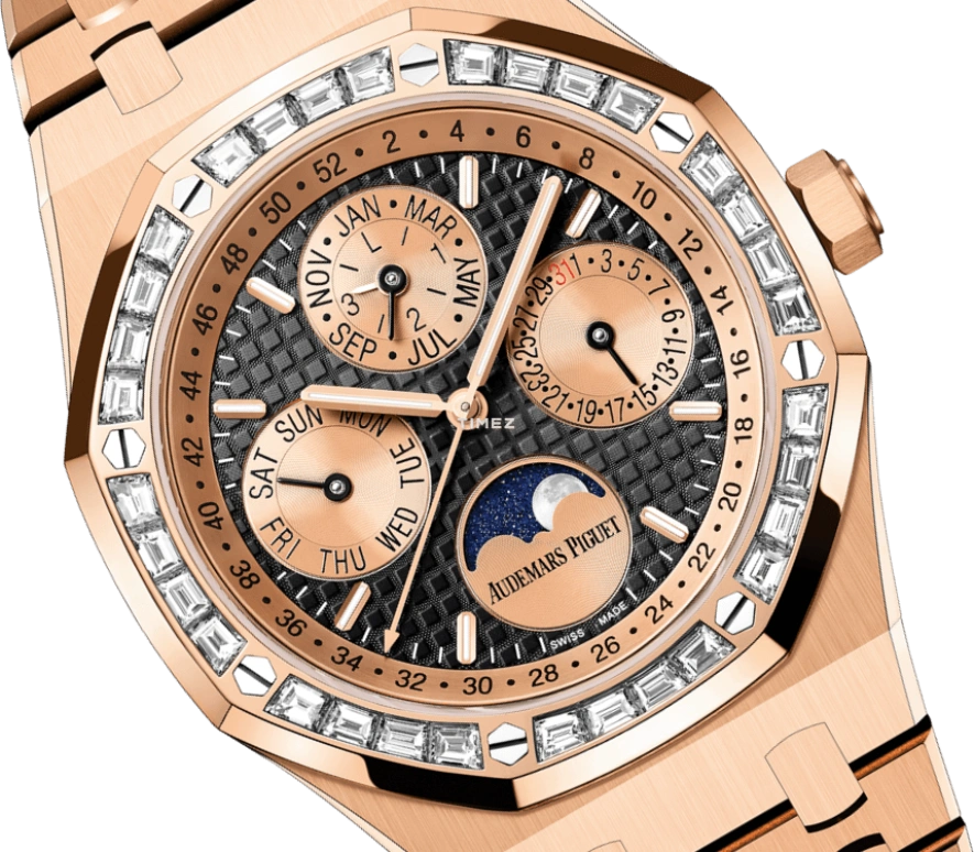 Audemars Piguet,Royal Oak 41mm,41mm,Rose Gold,Black,Automatic,Moonphase,Perpetual Calendar,Leap Year,Month,40hours,In-house Caliber,26614OR,26614OR.ZZ.1220OR.01