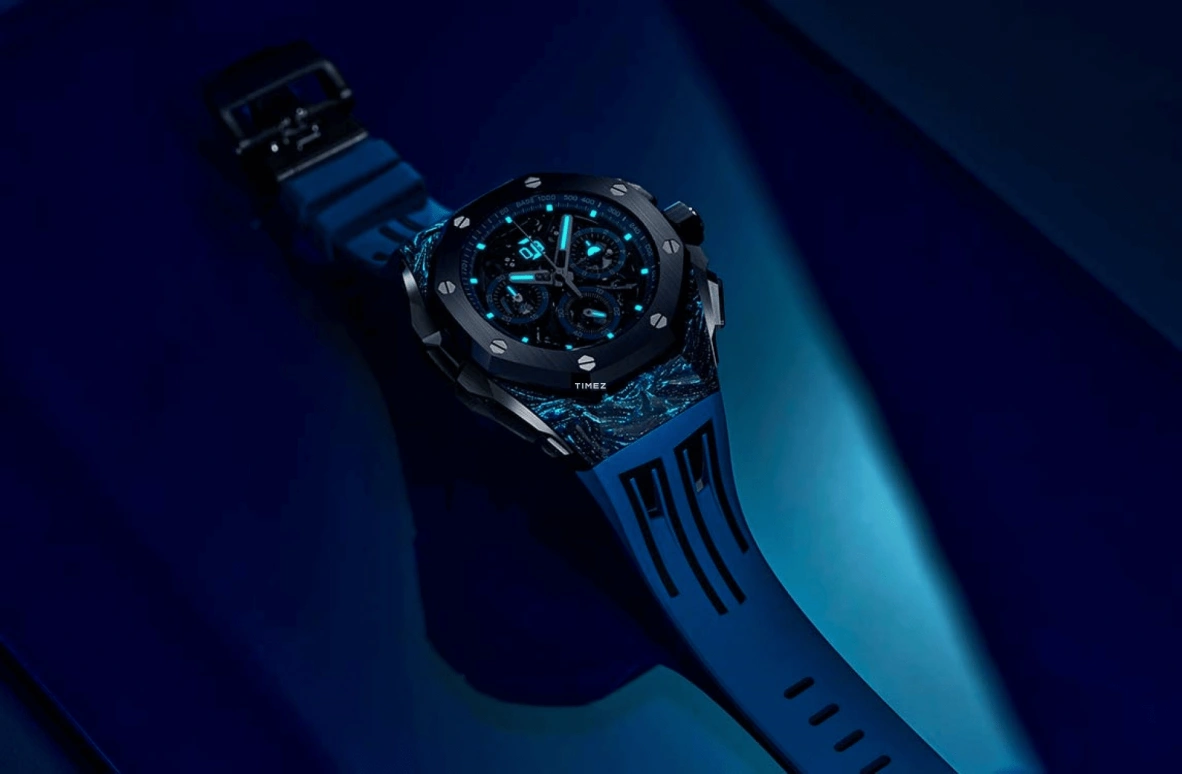Audemars Piguet,Royal Oak Concept 43mm,43mm,Forged Carbon,Black,Blue,Skeleton,Automatic,Chronograph,Dule Time,Rattrapante,Big Date,70hours,In-house Caliber,26650FO,26650FO.OO.D353CA.01