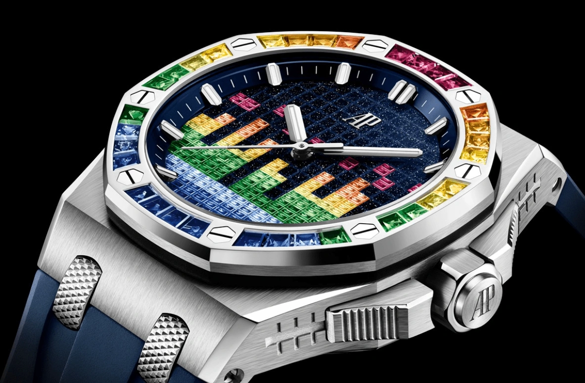 Audemars Piguet,Royal Oak Offshore 43mm,43mm,White Gold,Multi-Color,Orange,Blue,Green,Automatic,70hours,In-house Caliber,Anton Zaslavski,John Mayer,Zedd,15601BC,15601BC.YY.D343CA.01