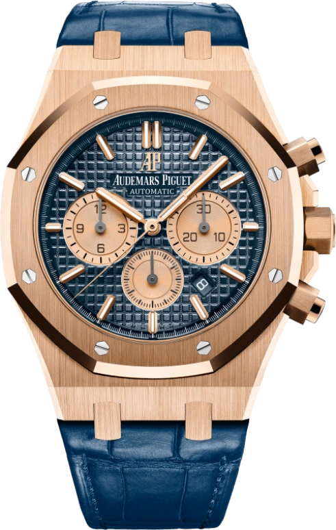Audemars Piguet,Royal Oak 41mm,41mm,Pink Gold,Blue,Automatic,Chronograph,Day,26331OR,26331OR.OO.D315CR.01