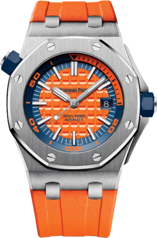 Audemars Piguet,Royal Oak Offshore 42mm,42mm,Stainless Steel,Orange,Automatic,Day,60hours,15710ST,15710ST.OO.A070CA.01