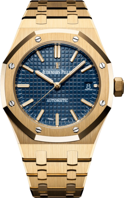 Audemars Piguet,Royal Oak 37mm,37mm,Yellow Gold,Blue,Automatic,Day,60hours,15450BA,15450BA.OO.1256BA.02
