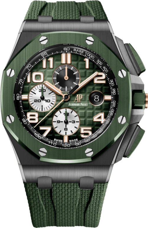 Audemars Piguet,Royal Oak Offshore 44mm,44mm,Titanium,Ceramic,Green,Automatic,Chronograph,Day,26405CE,26405CE.OO.A056CA.01