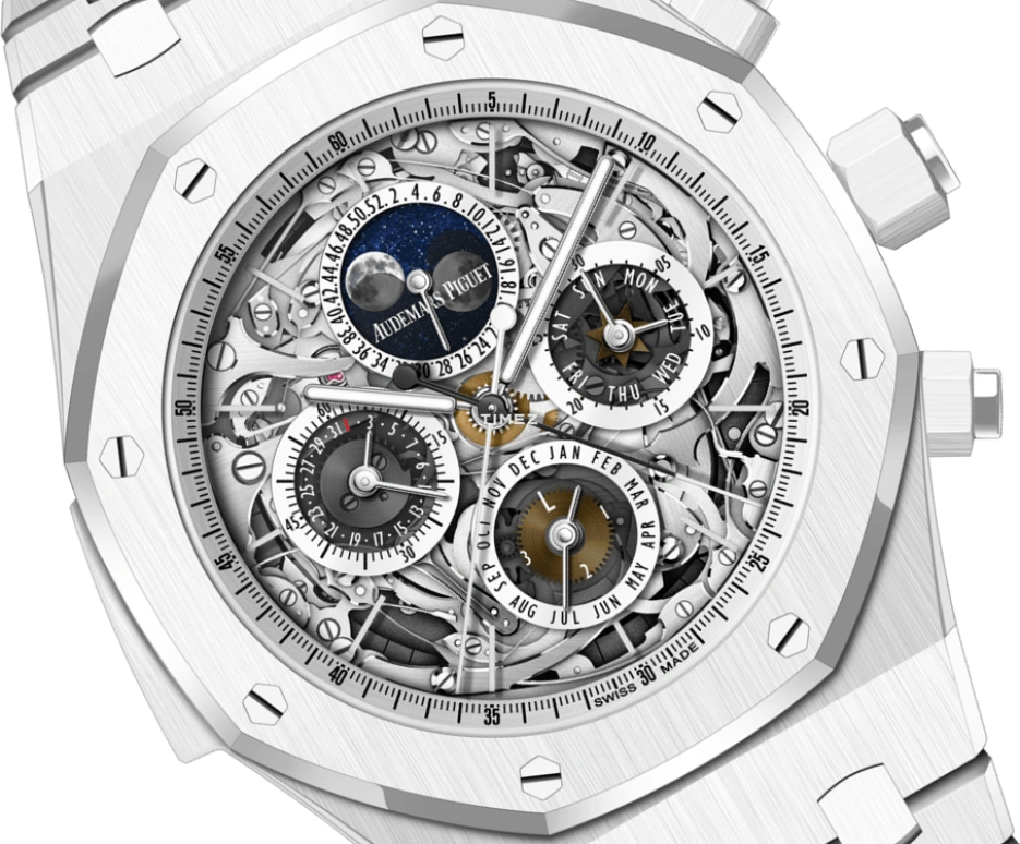 Audemars Piguet,Royal Oak 44mm,44mm,Ceramic,Skeleton,Silver White,Automatic,Chronograph,Moonphase,Perpetual Calendar,Leap Year,45hours,In-house Caliber,26605CB,26605CB.OO.1248CB.01
