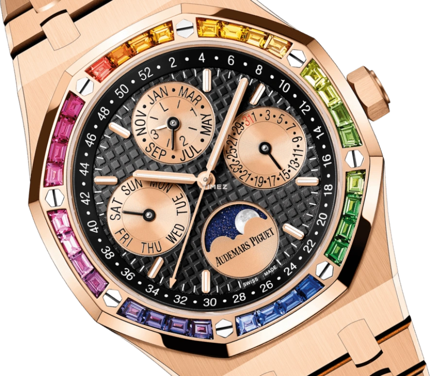 Audemars Piguet,Royal Oak 41mm,41mm,Rose Gold,Black,Automatic,Moonphase,Perpetual Calendar,Leap Year,Month,40hours,In-house Caliber,26614OR,26614OR.YY.1220OR.01