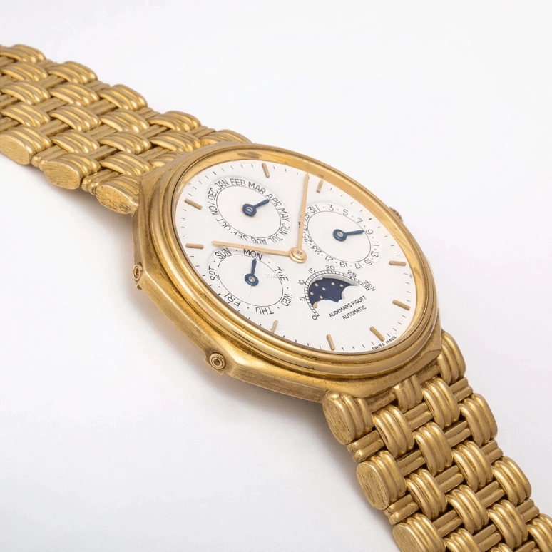 Audemars Piguet,Other 36mm,36mm,Yellow Gold,Silver,White,Automatic,Moonphase,Perpetual Calendar,Month,Date,Sapphire,Octagon,25557BA Silvered