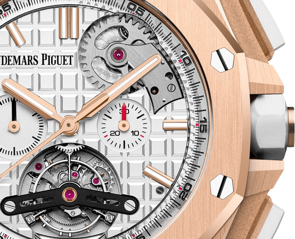 Audemars Piguet,Royal Oak Offshore 44mm,44mm,Pink Gold,Ceramic,White,Silver,Automatic,Chronograph,Tourbillon,26540OR,26540OR.OO.A010CA.01