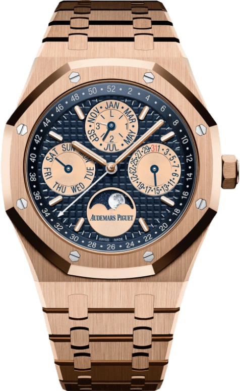 Audemars Piguet,Royal Oak 41mm,41mm,Rose Gold,Automatic,Moonphase,Perpetual Calendar,Leap Year,Month,40hours,In-house Caliber,26584OR,26584OR.OO.1220OR.02