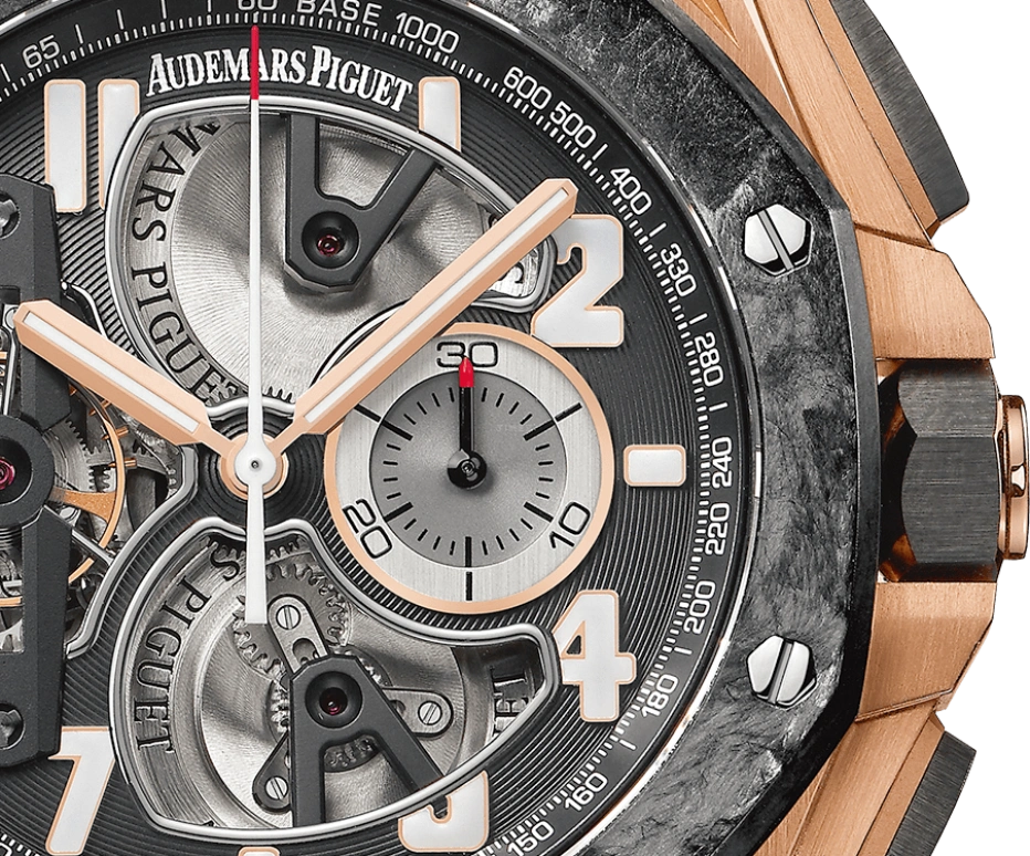 Audemars Piguet,Royal Oak Offshore 44mm,44mm,Pink Gold,Ceramic,Carbon,Black,Handwound,Chronograph,Tourbillon,26288OF,26288OF.OO.D002CR.01