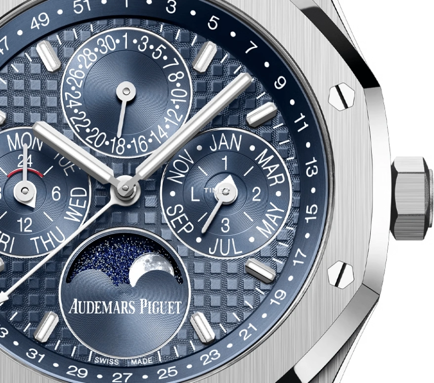 Audemars Piguet,Royal Oak 41mm,41mm,Stainless Steel,Blue,Automatic,Moonphase,Perpetual Calendar,Leap Year,Month,55hours,In-house Caliber,26674ST,26674ST.OO.1320ST.01