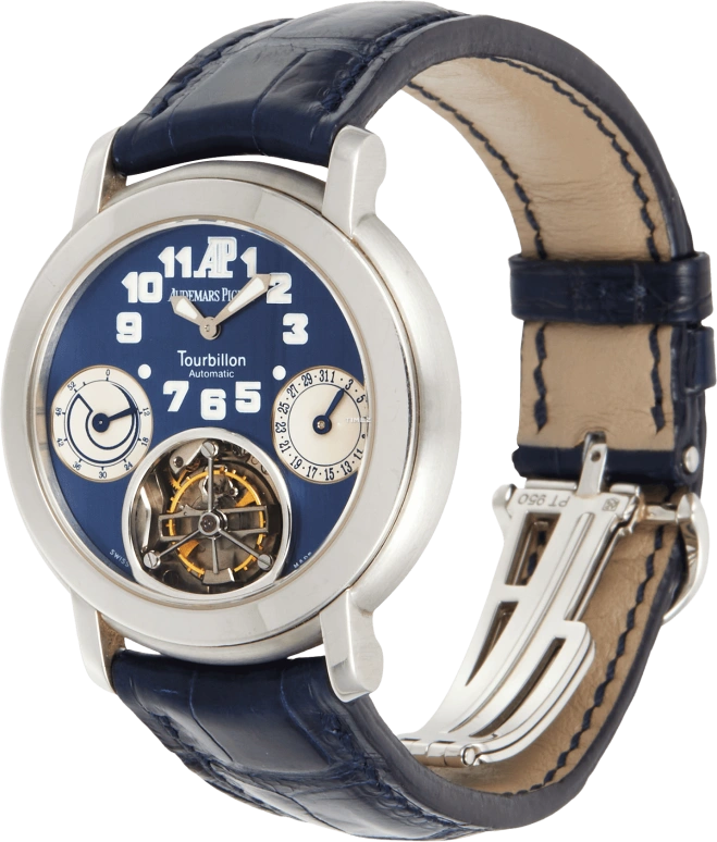Audemars Piguet,Jules Audemars 40mm,40mm,Platinum,Blue,Automatic,Day,Power Reserve Indicator,Tourbillon,25964PT,25964PT.OO.D022CR.01